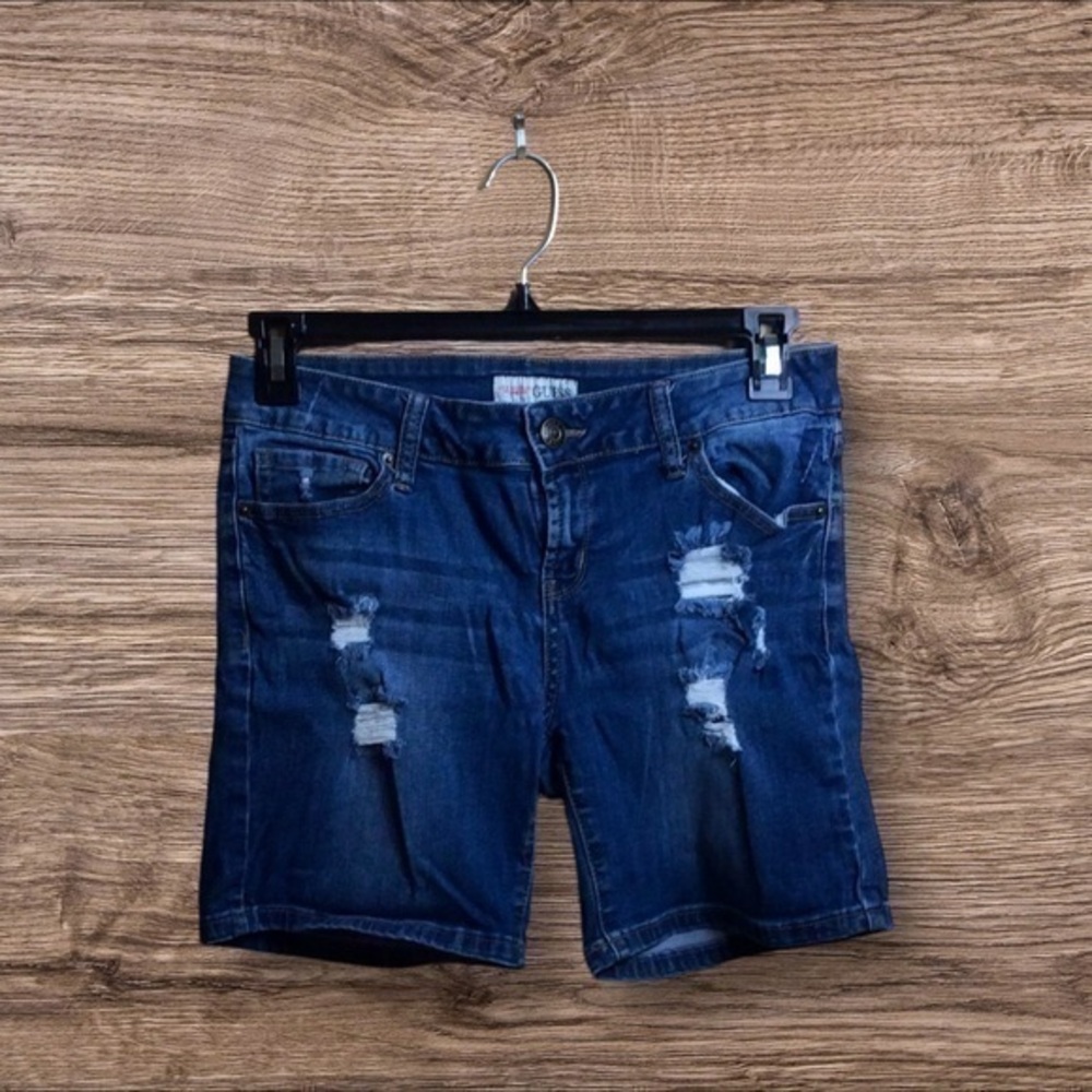 Guess distressed stretch denim jean shorts. Size 29.